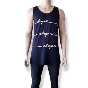 DOPE Black & White Cursive Logo Print Tank Top Size XL